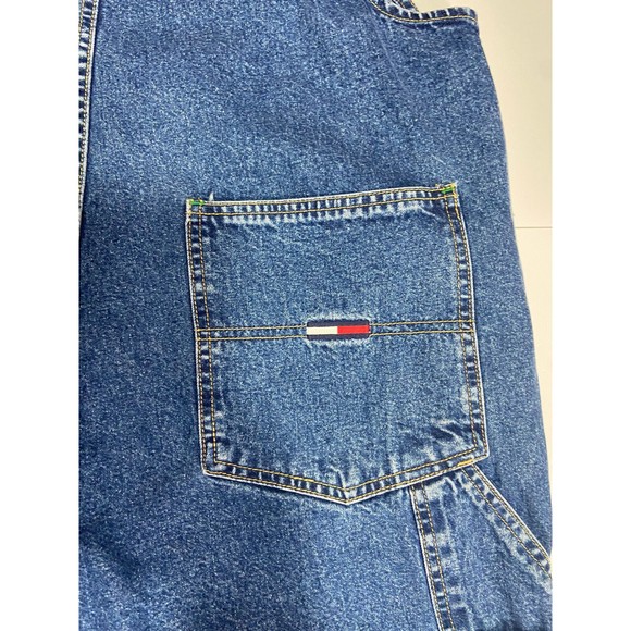Tommy Hilfiger Bib Overalls Vintage Mens Large Blue Carpenter Workwear 90s Y2K - Picture 11 of 13